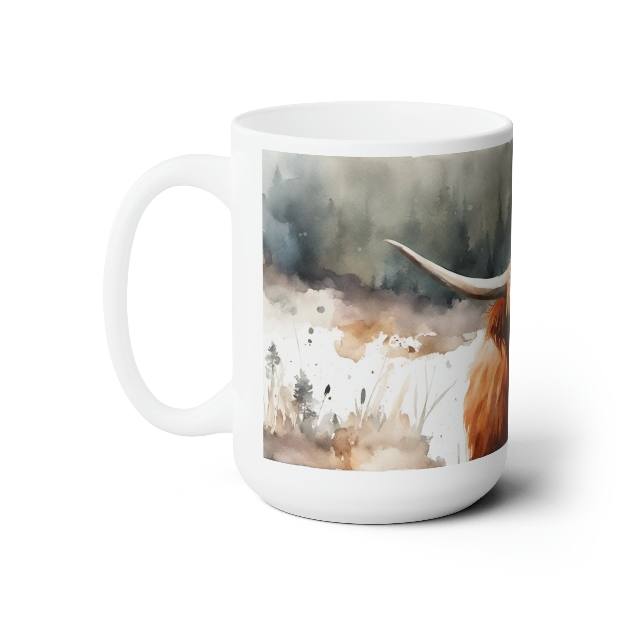Tazza in vetro con mucca delle Highlands, modello floreale, per caffè