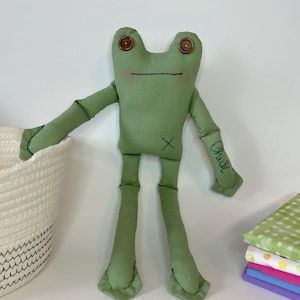 Handmade Linen Frog Plush: Soft Stuffed Animal Toy