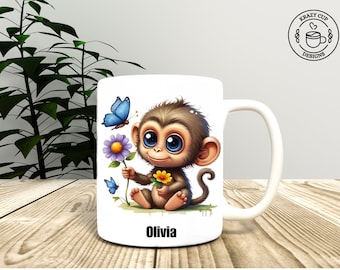 Monkey Mug, Monkey Coffee Mug, Custom Monkey Mug, Personalized Gift, Personalized Monkey Gift, Monkey Lovers gift, Personalized Mug