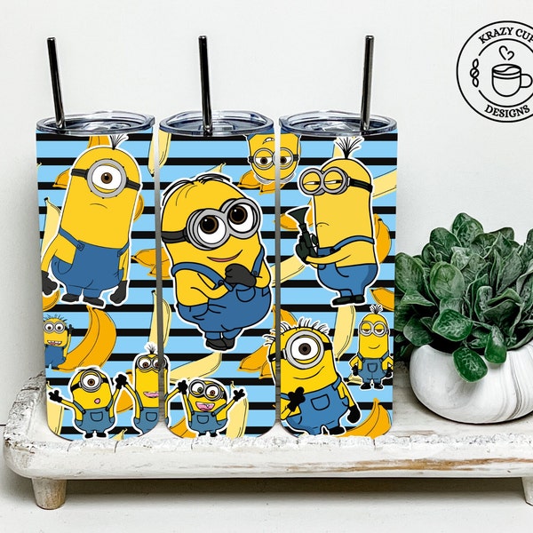 Minions Tumbler with lid and Straw, Minions Cup to go, Tumbler for Her, Tumbler for him, Minions Gift for her, Minions Gift for him,