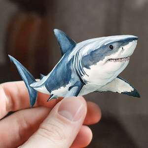 Great White Shark Vinyl Sticker, Watercolor Ocean Animal Art, Sea Life Decor, Marine Lover Gift, Vinyl Decal Sticker