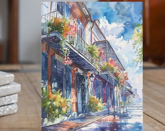 Watercolor New Orleans, Louisiana Vacation Card, NOLA Experience, Note Card Greeting, Thank You, All Occasion, Birthday Card, Invitations