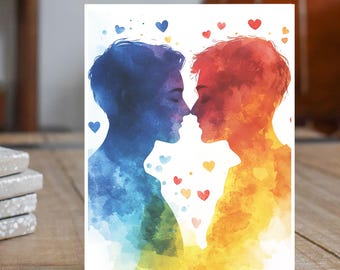 Love in Every Hue – LGBTQ+ Pride Rainbow Watercolor Handmade Card