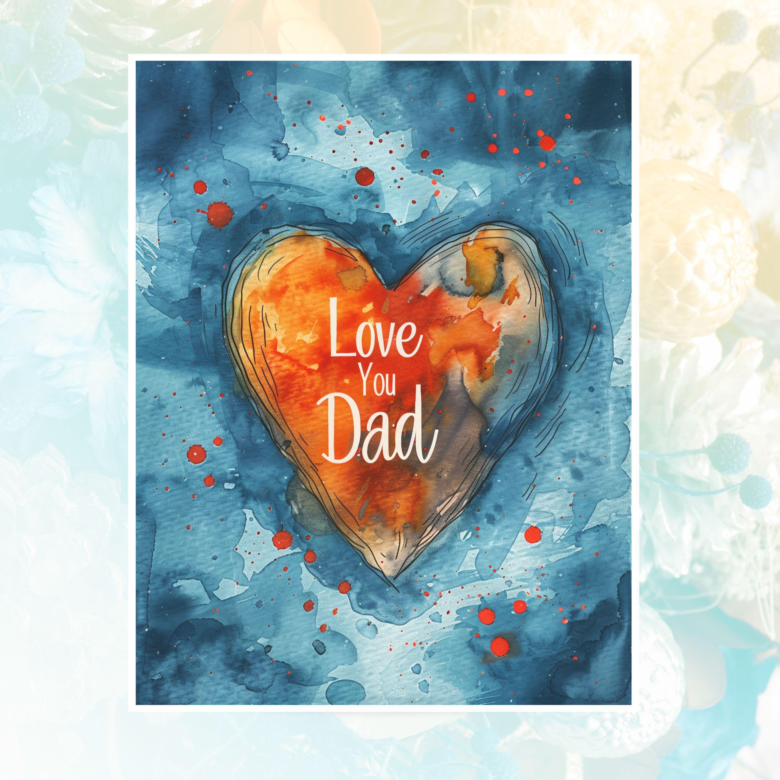Happy Father's Day Love You Dad Watercolor Card, Daddy Card, Kid for Pappa  Greeting Card, Watercolor Unique Handmade Card - Etsy, image size:2700x2700