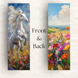 Radiant Spirit – Unicorn of the Meadow Bookmark, Mixed Media Handmade Bookmark
