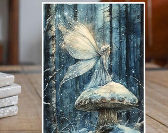 The Frosted Glade Ice Fairy Watercolor Handmade Note, Greeting, All Occasion Handmade Card