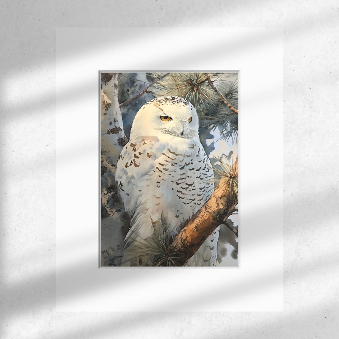 Snowy White Owl Art Print, Watercolor Wildlife Art, Winter Bird Wall ...