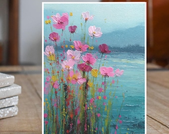 Morning on the Water. Original Acrylic Art Print Card