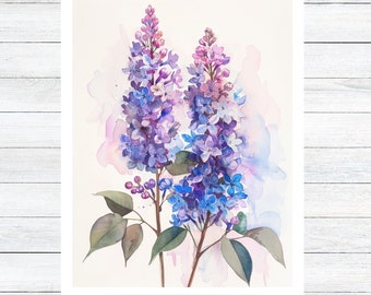 Spring Lilac Watercolor Greeting Card - Purple and Pink Floral Note Card - Unique Handmade Stationery