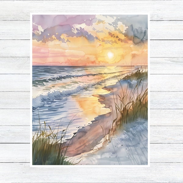 Watercolor Summer Beach Ocean Note Card Greeting, Thank You, All Occasion, Birthday Card, Invitations