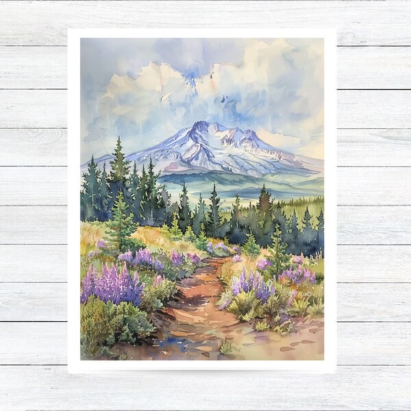 Watercolor Mount Saint Helens, Oregon Vacation Experience Card, Note Card Greeting, Thank You, All Occasion, Birthday Card, Invitations