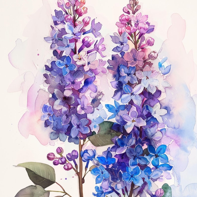 Spring Lilac Watercolor Greeting Card - Purple and Pink Floral Note ...