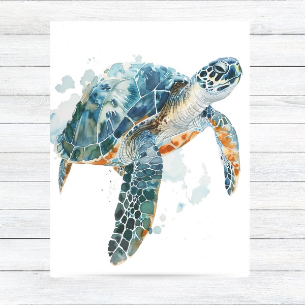 Sea Turtle Greeting Card - Ocean Themed, Note Cards, Thank You Cards, Invitations, Unique Handmade Stationery