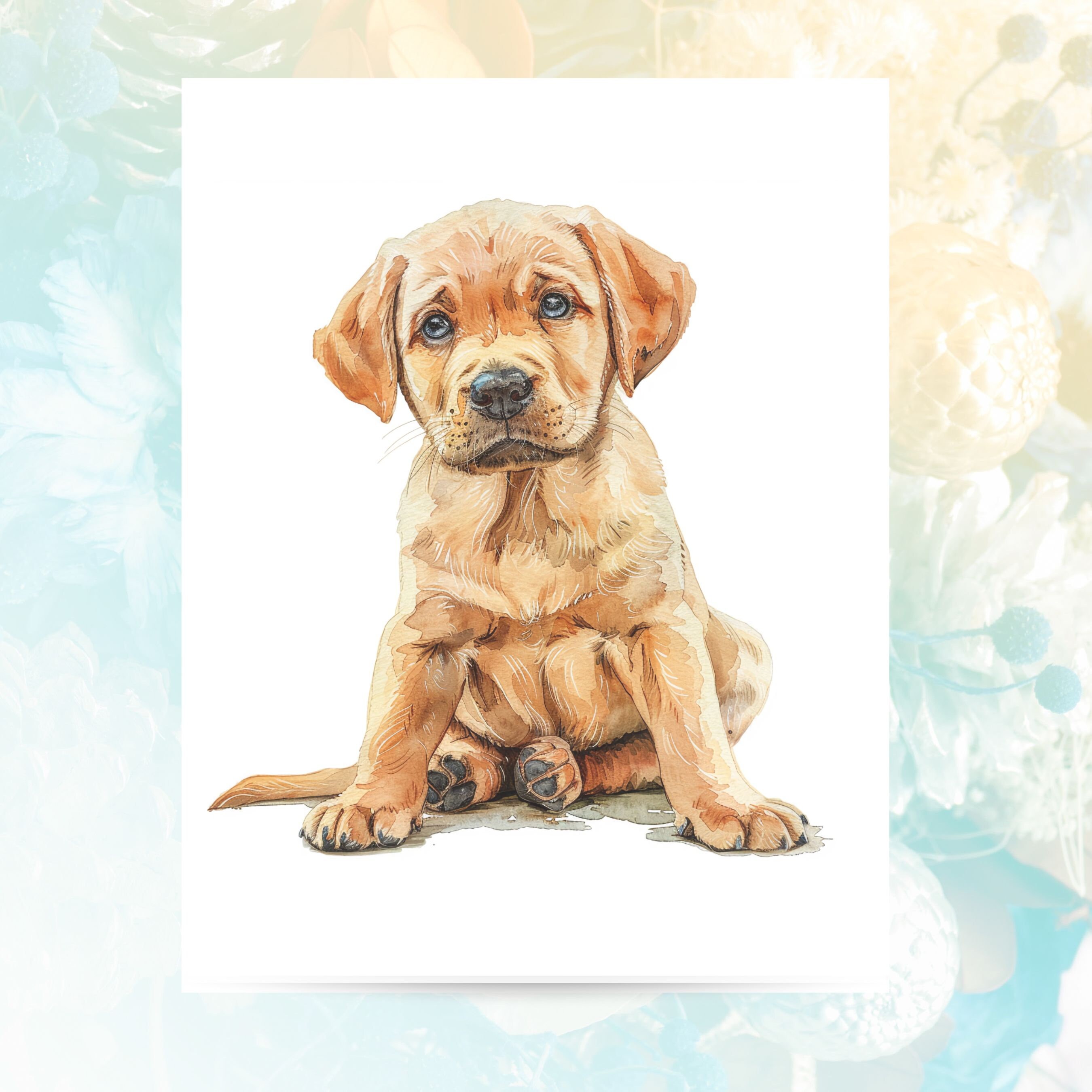 Labrador Retriever Puppy Card Watercolor Dog Lover Greeting Card, Pet ...