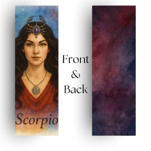 Scorpio, Zodiac Watercolor Art, Mysterious Beauty and Power, Celestial Feminine Astrology Illustration, Watercolot Art Laminated Bookmark