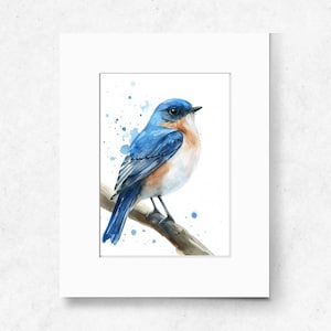 Watercolor Bluebird Portrait, Bird Art, Nature Wall Print, Wildlife Painting, Original Artwork Print