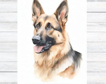 German Shepherd Handmade Watercolor Card, Unique Dog Lover Greeting Card, Pet Parent Appreciation, Custom Pet Parent Keepsake, Note Cards