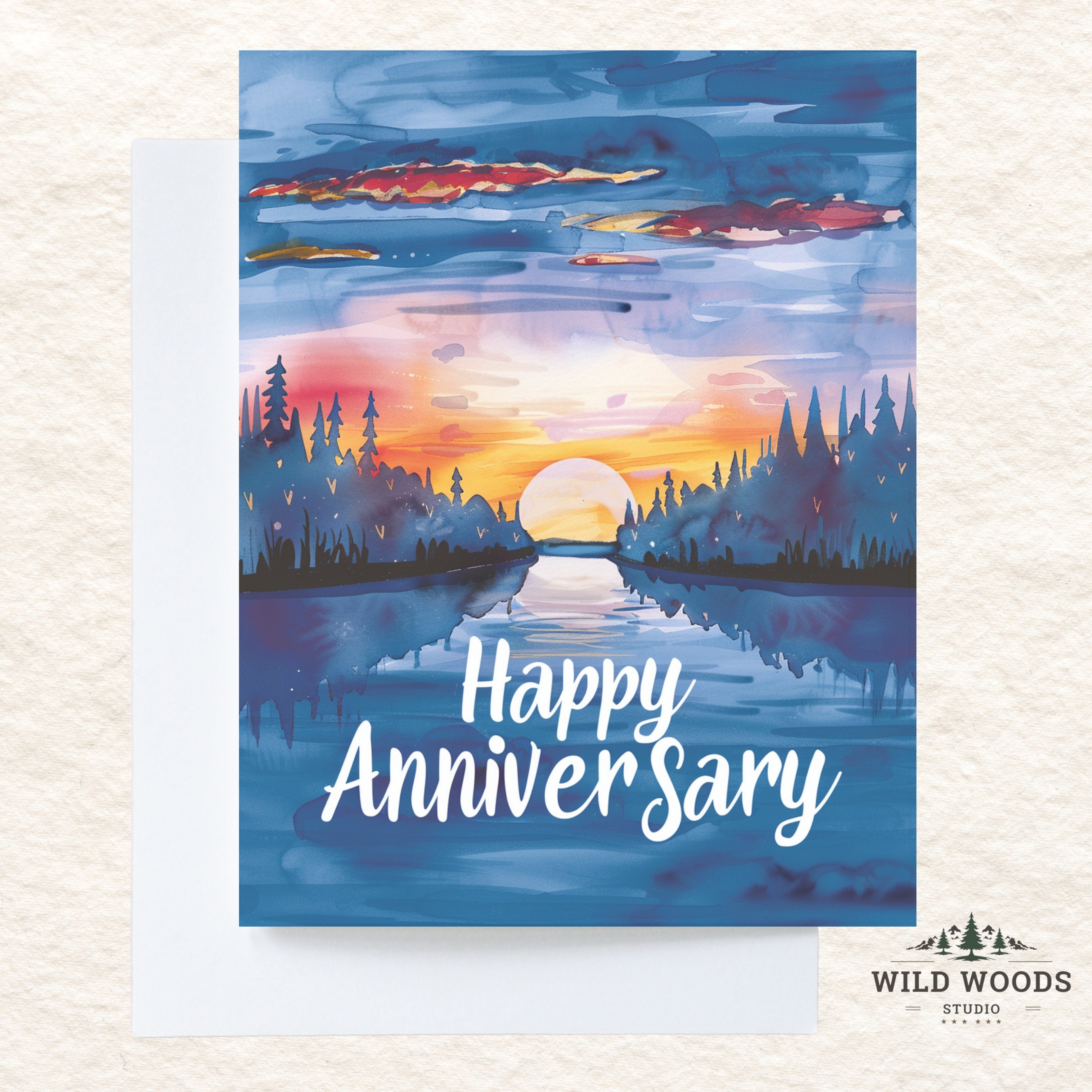 Watercolor Anniversary Card, Happy Anniversary Gift for 20th 30th