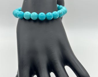 Bracelet turquoise bleu, terre/pierres naturelles
