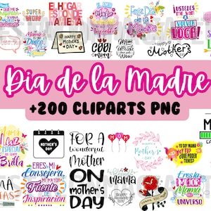 Bundle 200 PNG Cliparts Día de la Madre Mother Day Frases Divertidas Art Funny Images Mom Mamá Madres Instant Digital Download