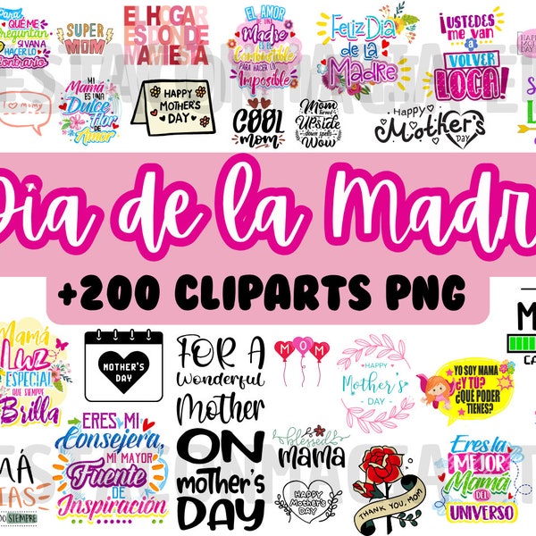 Bundle 200 PNG Cliparts Día de la Madre Mother Day Frases Divertidas Art Funny Vector Images Mom Mamá Madres Instant Digital Download