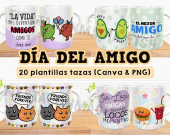 Friends&#39; Day Friendship Day 20 Templates for Mug 20 Mug Templates Sublimation Friendship Love Cute Kawai Best Friends Mugs Canva PNG Files