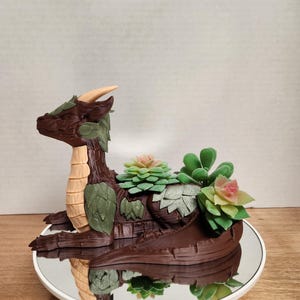 Maceta de dragón en reposo: maceta de fantasía para suculentas, decoración mítica para el hogar