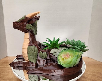 Resting Dragon Planter – Fantasy Succulent Pot, Mythical Home Decor