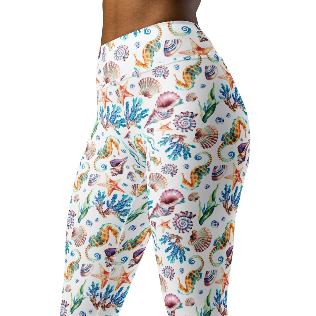 Starfish Shell Pattern Print Women Leggings