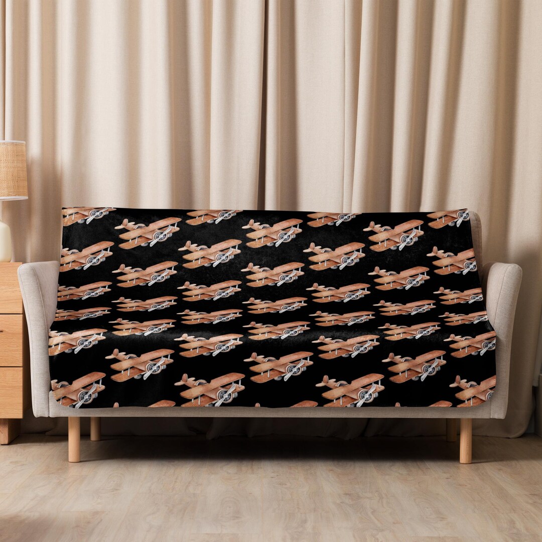 Airplane Blanket Vintage Airplane Throw Blanket Plane Fleece Etsy