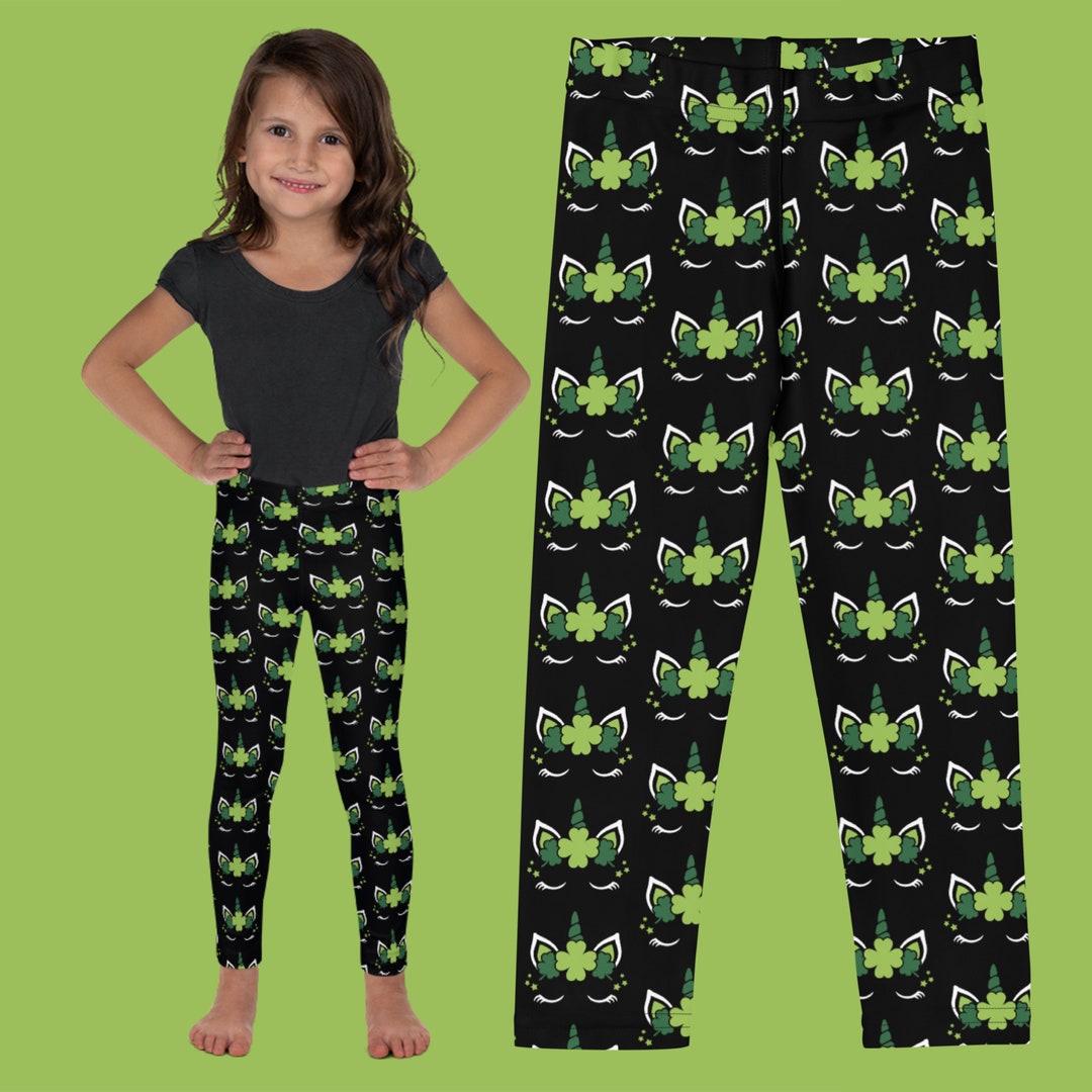 Kids Saint Patrick Unicorn Leggings, Pattern Leggings, Toddler Leggings