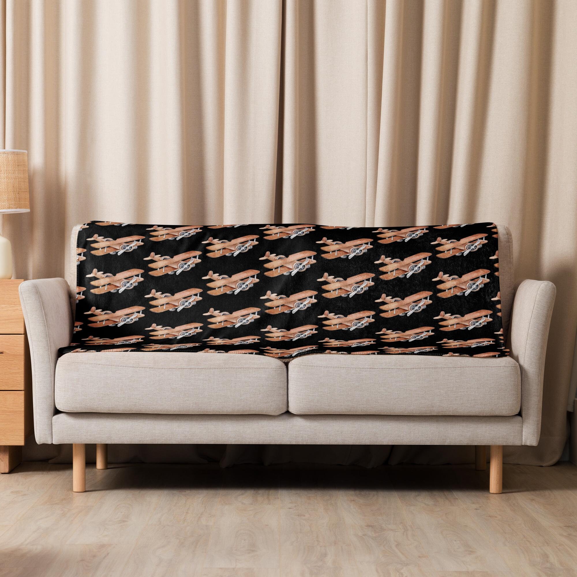 Pattern Airplane Print Hooded Blanket