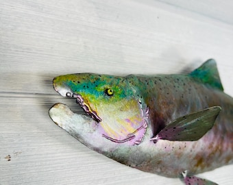 Hand made, hand painted metal fish