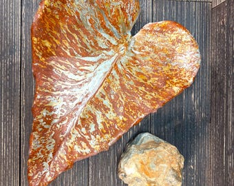 Hand Formed Metal Leaf Centerpiece, Hand Painted Rustic Patina Home Decor