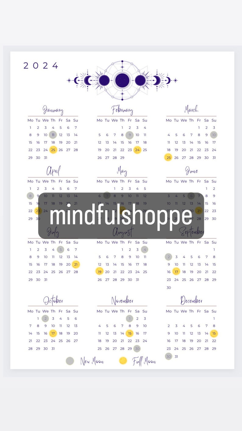 2024 Golden Navy Lunar Calendar Etsy