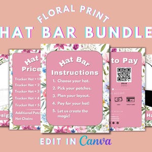 DIY Floral Print Trucker Hat Bar Digital Download Kit FlyerTemplate Colorful Branding - Editable Branding - Trucker Hat Bar Brand Kit