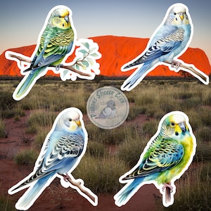 Budgie Parakeet Budgerigar Parrot Watercolor Sticker Sheet Vinyl Decals Laptop Water bottle Journal Car Funny Cute Cartoon Watercolor Gift
