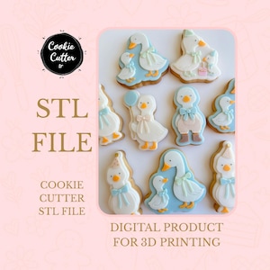 Duck Family Cookie Stamp and Cutter STL File – Mother Goose & Duckling Digital Download