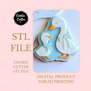Duck Family Cookie Cutter STL File: Mother Goose & Duckling (Digital Download)