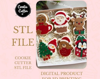 STL-bundel kerstkoekjesvorm: kerstman, rendier, sneeuwpop (digitaal product)