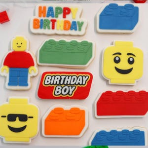 Juego de cortadores de galletas con forma de ladrillo para construir, cuerpo de minifigura, placas de cumpleaños, arcilla fondant