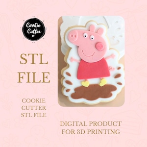 Cortador de galletas STL de la hermana mayor cerdita saltando en un charco de barro: Tema Splash