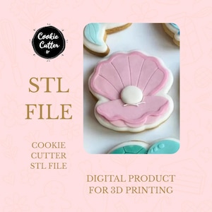 Scallop Shell Cookie Cutter STL-bestand, embleemontwerp met reliëf (digitale download)