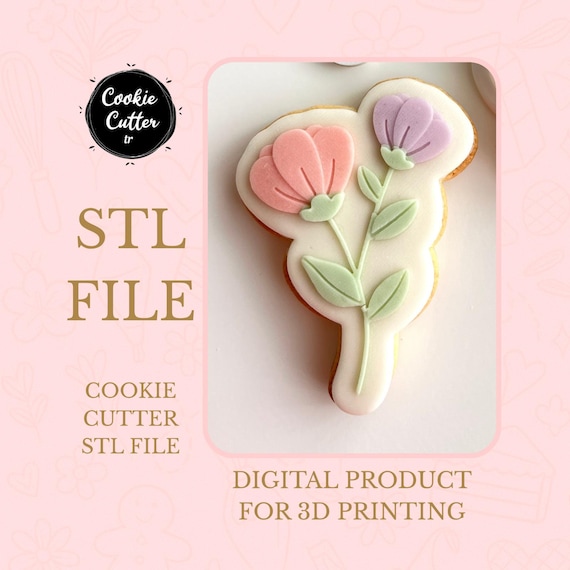 Flower Cookie Cutter Stamp And STL File | Digital Download for Baking & Fondant