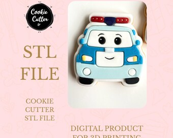 Polizeiauto Cookie Cutter STL, 3D Druckbare Stempel Embosser für Kekse Fondant Clay