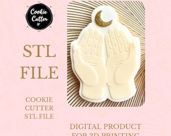 Ramadan Hands Crescent Cookie Cutter STL-bestand 3D Print digitale download