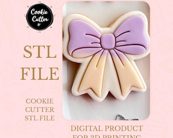 Coquette Bow Cookie Cutter STL Ribbon Knot Trendy Aesthetic 3D Print File
