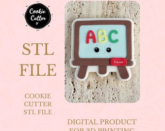 Terug naar school ABC-bordstempel en -snijder STL, stempelstempel klaslokaal, direct downloaden