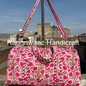 Large Patchwork Duffle, Large Quilted Travel Backpack, Block Print Weekend Bag, Handmade Block Printed Overnight Travel Packing Bags