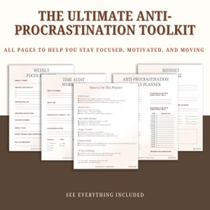 Anti-Procrastination | PDF | Daily Planner | Weekly | Goal Tracker | Time Audit | Mindset Reset | 30 Day Challenge
